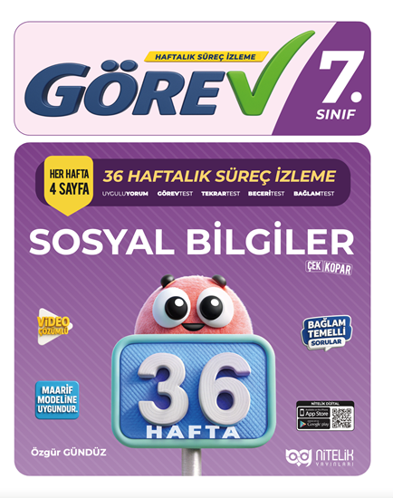 resm Nitelik 7.Sınıf Görev Sosyal Bilgiler 36 Haftalık Süreç İzleme Kitabı